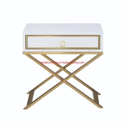 Bedroom Furniture Luxury Design Stainless Steel Leg Bedside Table