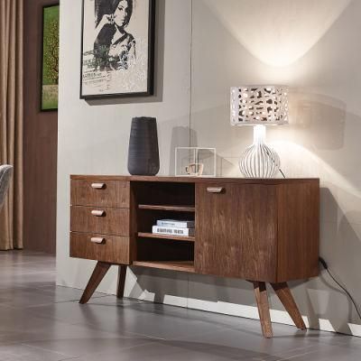 Living Room Side Cabinet Solid Wood Showcase with Drawers