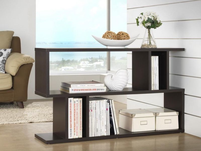 2-Level Modern Bookshelf, Dark Brown