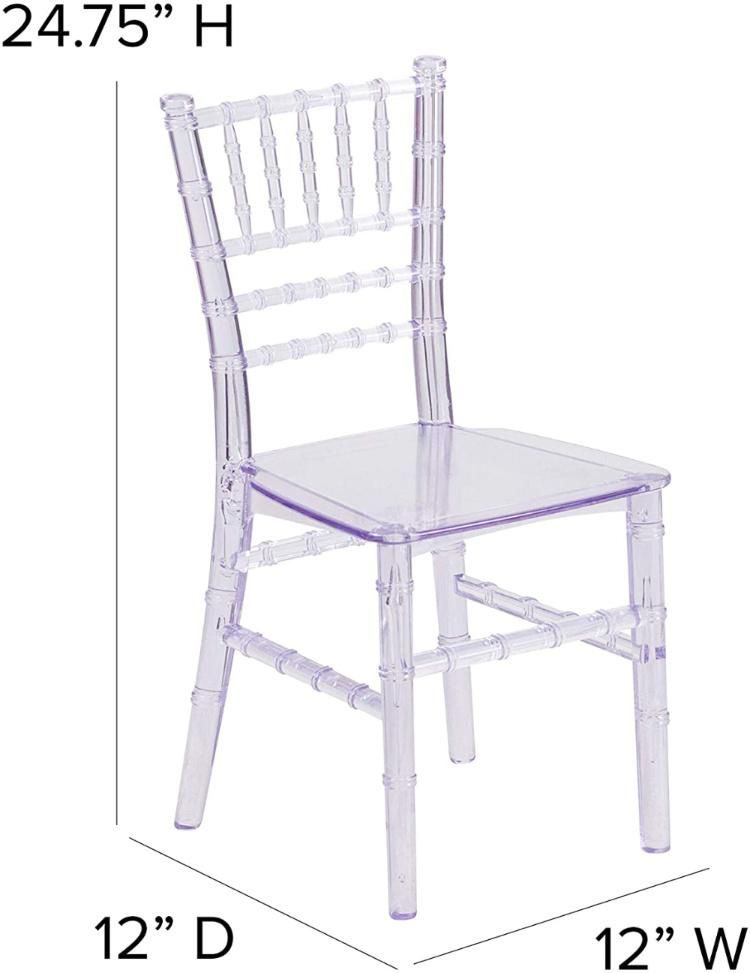 Kids Modern Plastic Acrylic Tiffany Chiavari Children Dining Chair for School and Wedding