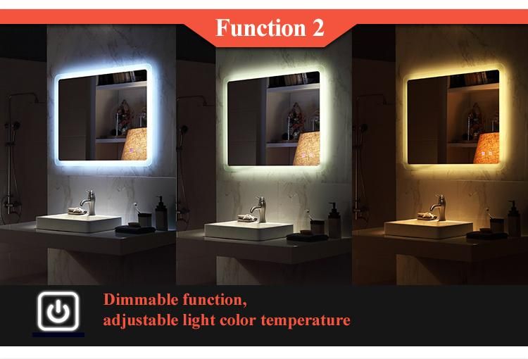 Stylish White Solid Surface Stone Framed Bathroom LED Mirror
