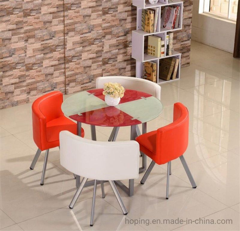 Italian Modern Square Dining Table Set Luxury Two-Colored Tempered Glass High-End Factory Direct Sale Dining Table