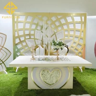 Sawa Modern Luxury design PVC Hotel Wedding Banquet Dining Table for Bride and Groom Dinner Used