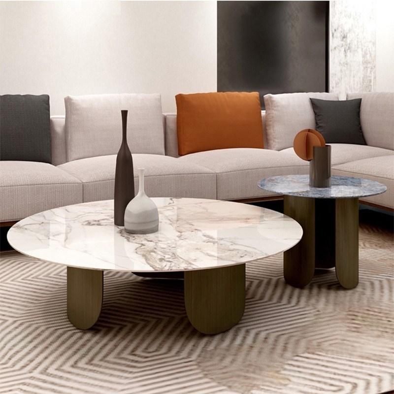 Modern Furniture Bright Marble Rock Plate Tea Table
