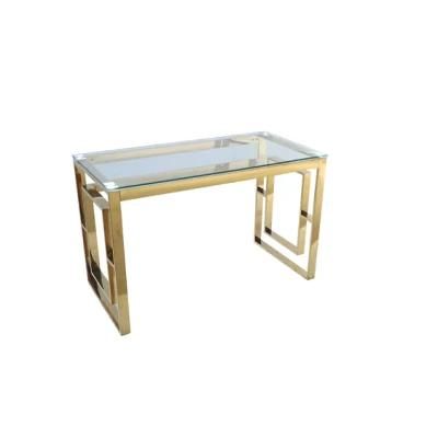 Hot Sale Home Hotel Furniture Side Table Stainless Steel Frame Tempered Glass Top Dining Table