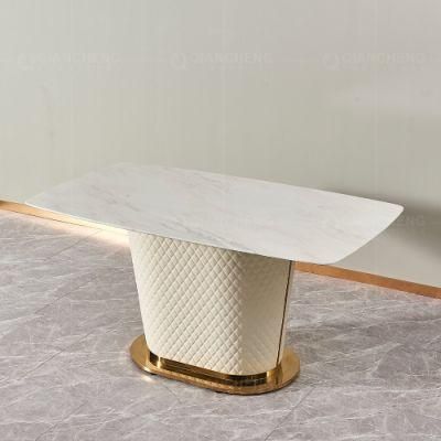 Dining Room Furniture 8 Seater Marble Gold Stainless Steel Modern Dining Table
