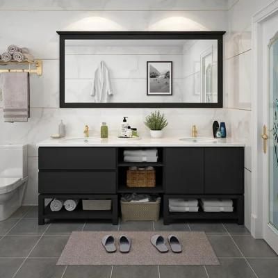 Modern Bath Waterproof Wooden Wall Mounted Bathroom Vanity / Double Sink Bathroom Cabinets