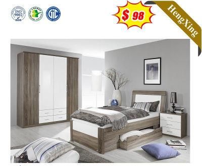 Grey Color Double Bed Designs Modern Wooden Bedroom Set Furniture