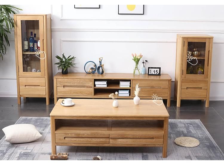 Nordic Modern Minimalist White Oak Solid Wood Coffee Table