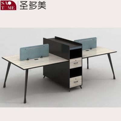 Office Furniture Two-Seater with Side Cabinet and Two Countertops Splicing Desk