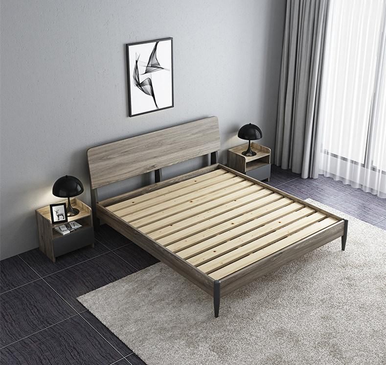 White Color Modern Style Long Backrest Home Hotel Furniture Wooden Bed Bedroom