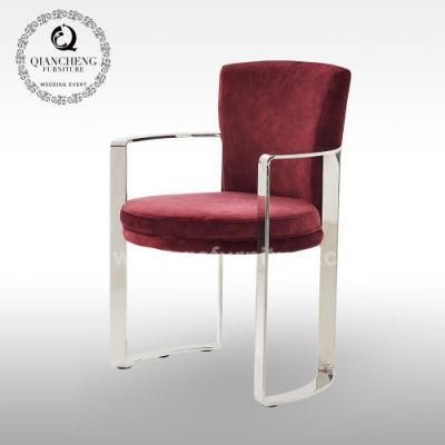 French Design Modern Dining Room Velvet Dining Chairs Stainless Steel with Armrest Dining Chair