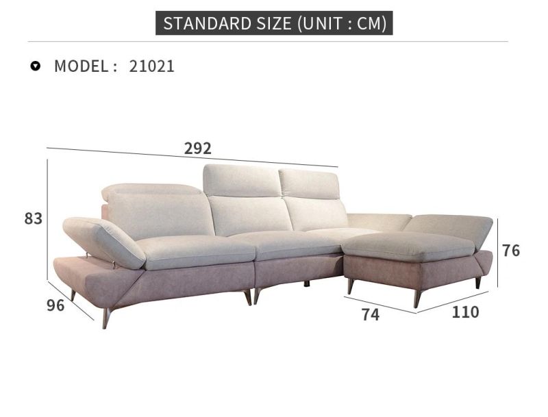 Modern Fabric Living Room Home Office Furniture Corner L Shape Leisure Sectional Sofa