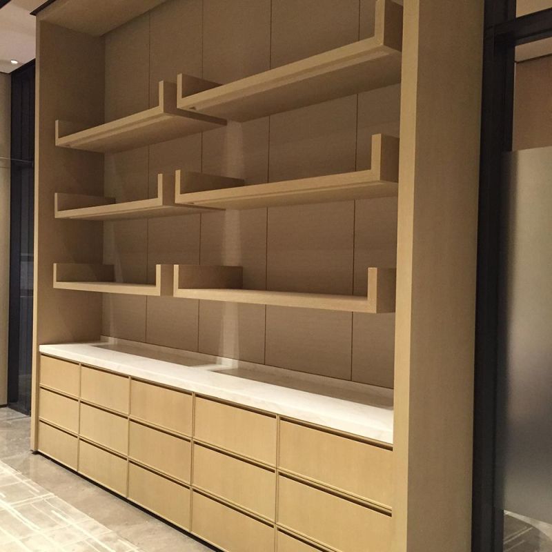 Hotel Bedroom Wardrobe Build in Furniture with Oak Wood Veneer