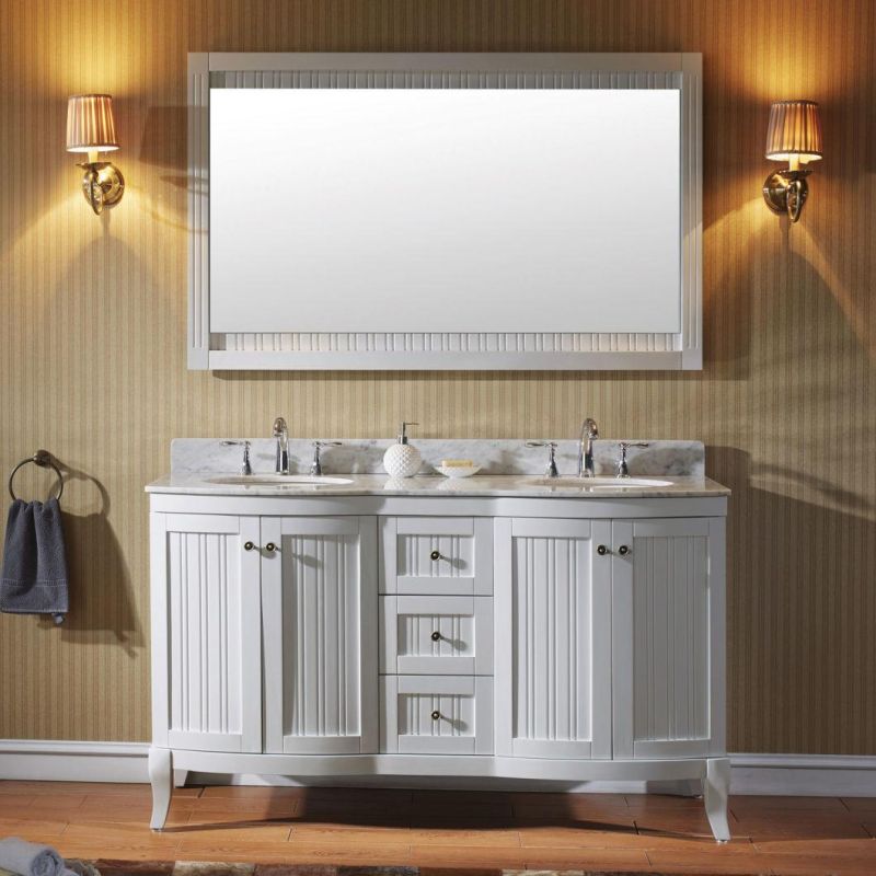 European Marble Countertop Solid Wood Bathroom Cabinet