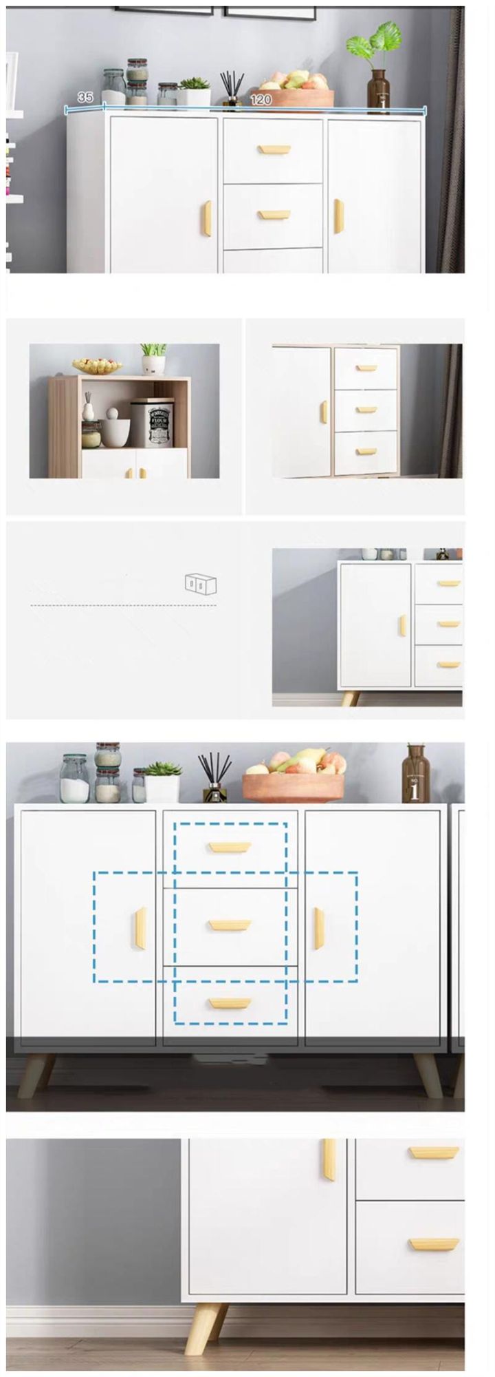 Brown Grey Color Simple Design Kitchen Cabinets Wooden Modern Home Hotel Living Room Furniture Storage Cabinet