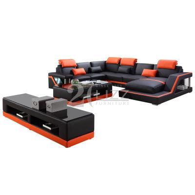Modern Living Room Home Leisure U Shape Genuine Leather Sofa