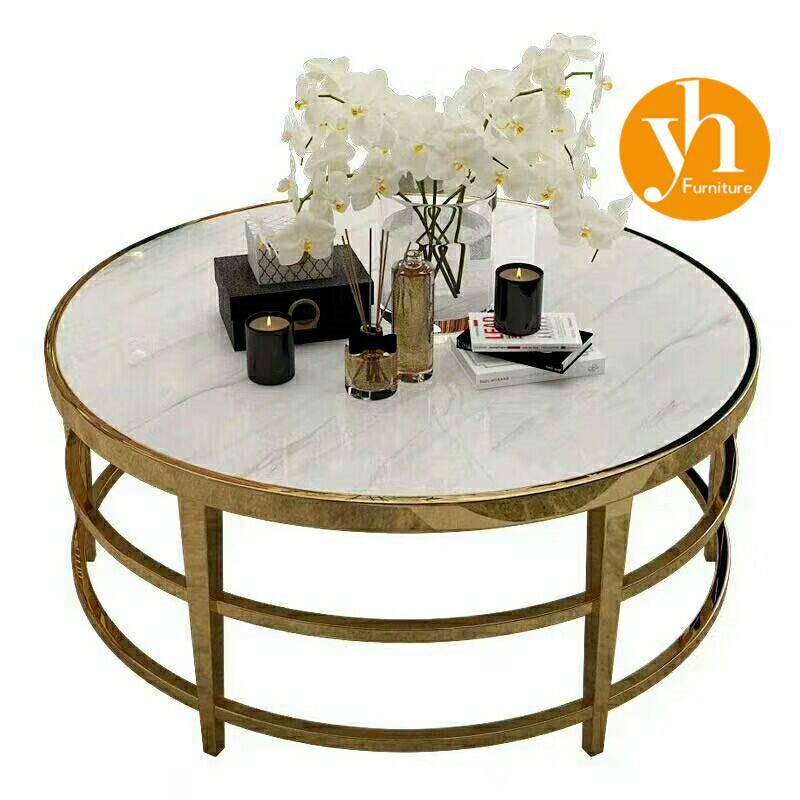 Modern Mirror Surface Stone Glass Round Heart Cake Table Dinner Table Gold King Bride Banquet Table 8 People Rectangular Metal Restaurant Table