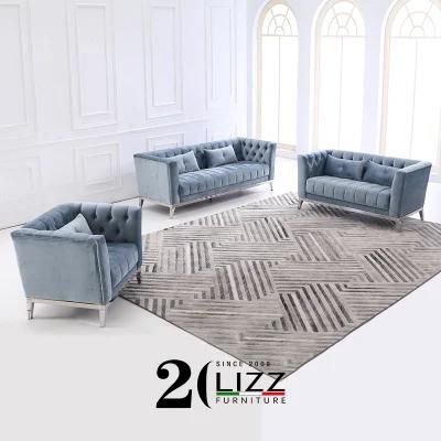Dubai Popular Chesterfield Style Modern Leisure Home Furniture Velvet Fabric Sofa