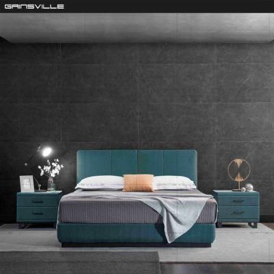 Gainsville Modern Style Design Soft Fabric Double Size Wall Bedroom Set in Bedroom Furniture