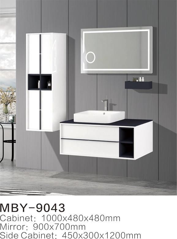 Hotel European Modern Wall-Hung Bathroom Vanity with Mirror Cabinet