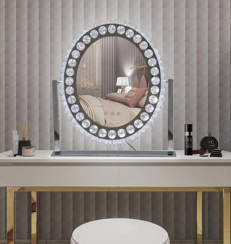 Crystal Diamond LED Makeup Mirror with 3 Colors Lights for Beauty Store