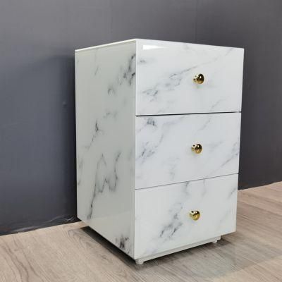 OEM ODM Good Price Faux Stone Quartz Drawer End Table Dresser Glass Furniture for Shop