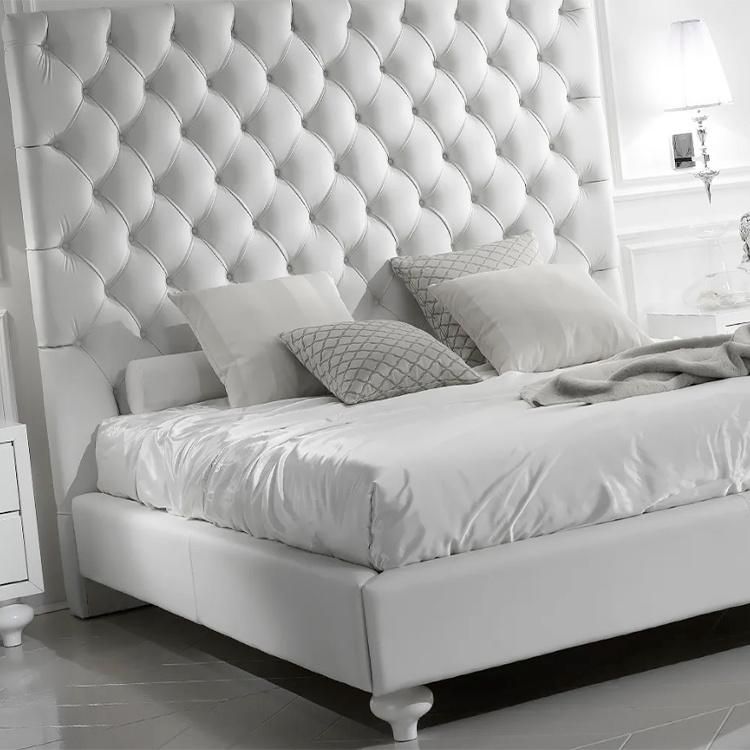 Bedroom Furniture Modern Double Size King Size White Italian Luxury Leather Bed in Bed Room Beds