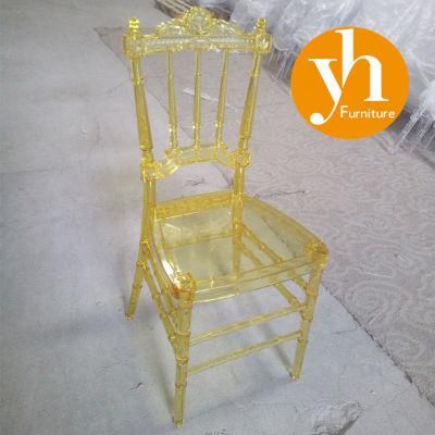 Luxury Royal High End Crown Event Wedding Resin PC Gold Transparent Dining Chair