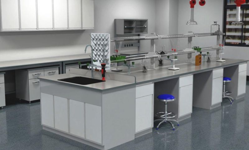 High Quality Wholesale Custom Cheap Chemistry Steel Lab Furniture with Top Glove Box, Cheap Factory Prices Bio Steel Chemistry Lab Bench/