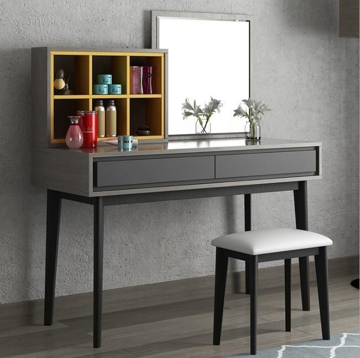 Modern Design Hotel Bedroom Rattan Furniture Set Mirror Dresser Cabinet Dressing Table with Stools