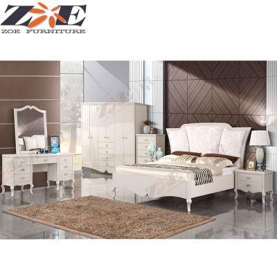 Modern Light Luxury Home Furniture MDF High Gloss PU Painting Bed with Big Headboard