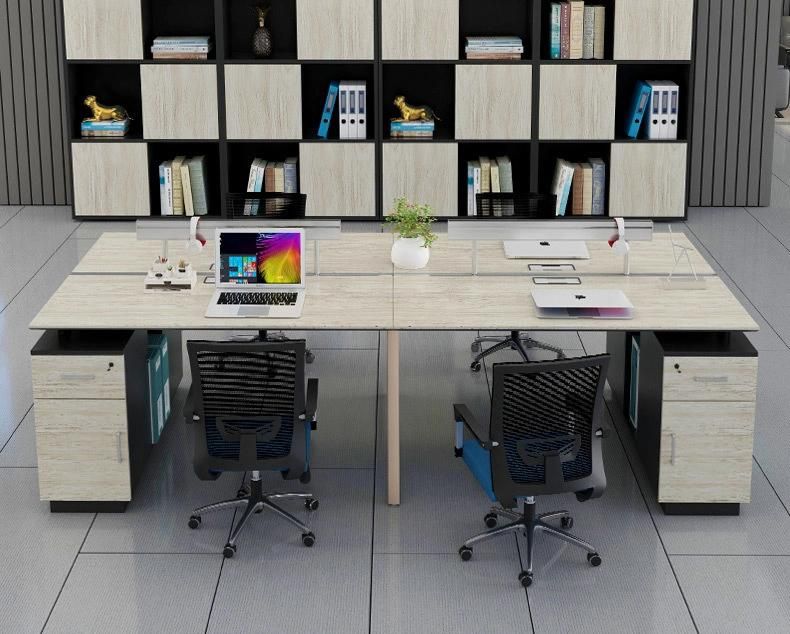 Middle East Modern Design Office Partition 4 Person Staff Melamine Workbench