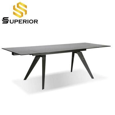 American Home Dining Furniture Black Iron Glass Stretch Restaurant Table
