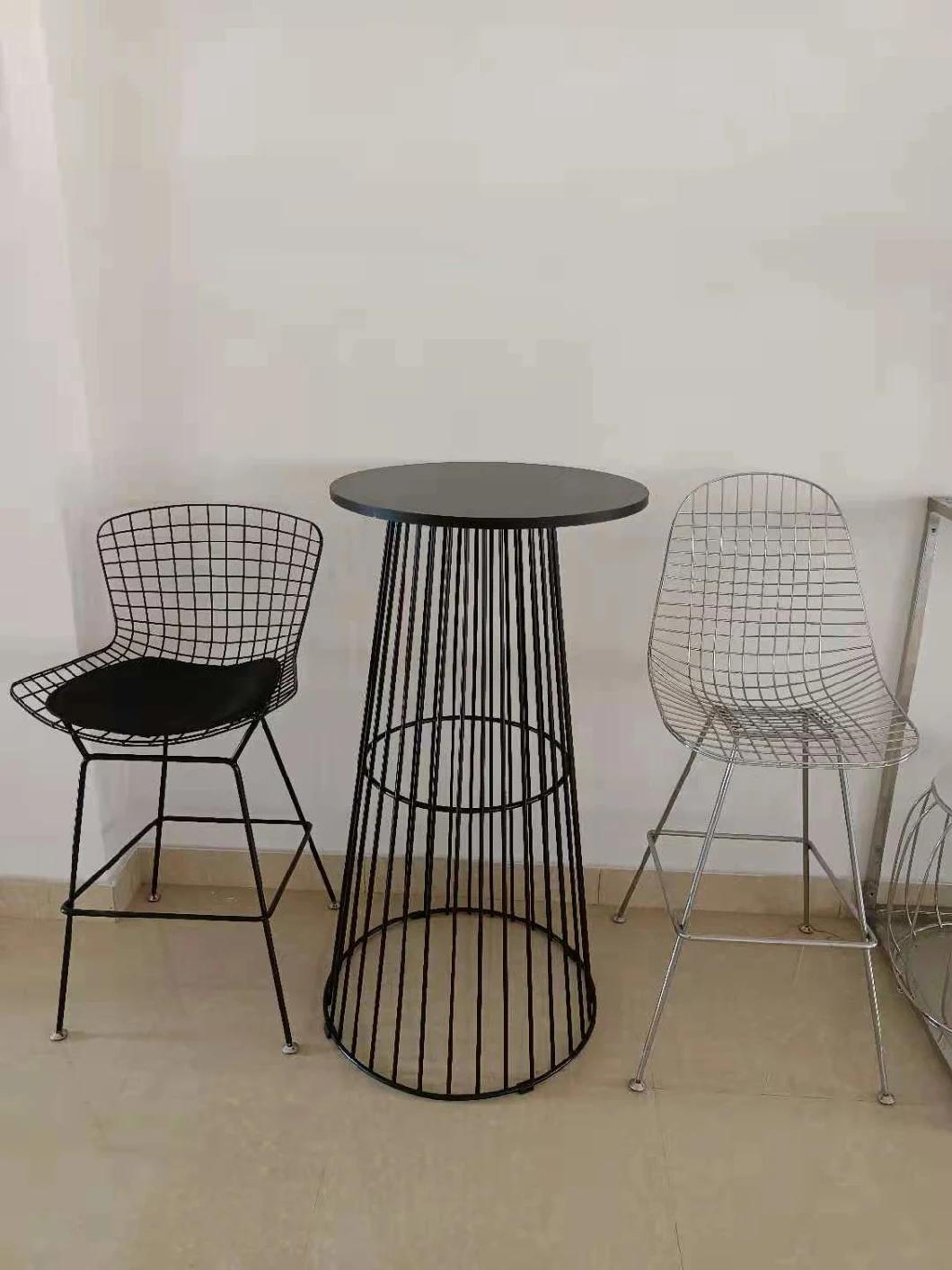 Factory New Design Wire High Counter Bar Chair Stool with Cushion