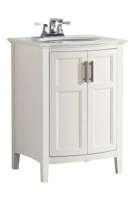 Solidwood and Plywood Modern Bathroom Cabinet with Large Storage&amp; Ceramic Basin