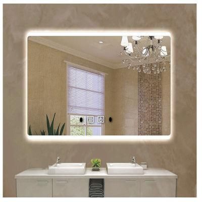 Smart Mirror Hospitality Bathroom Anti-Fog Time Display Two LED LED Vanity Mirror
