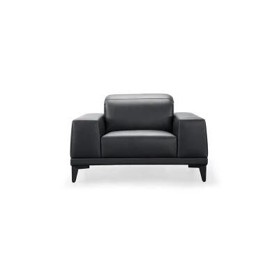 Black Microfiber Leather Modern Executive Office Sofa