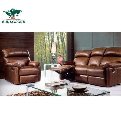 Factory Supply Brown Leisure Leather Sofa Living Room Recliner Modern Furniture