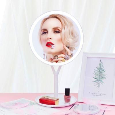 Round Vanity Makeup Flexible Mirror with Touch Sensor and 5X Magnifying