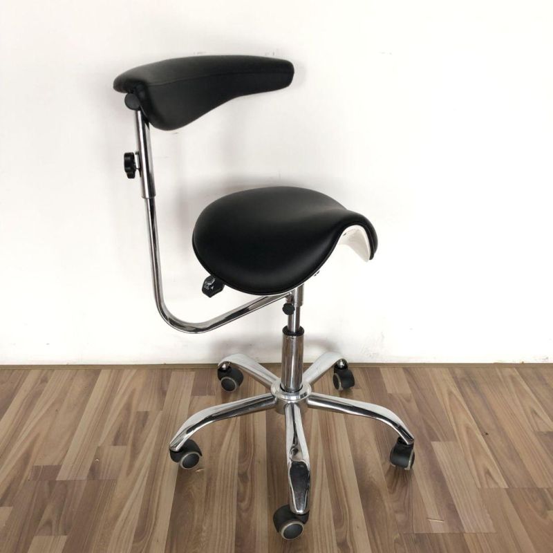 Ergonomic Saddle Chair - Comfortable Saddle Stool with Wheels - Swivel Salon Cutting Stool