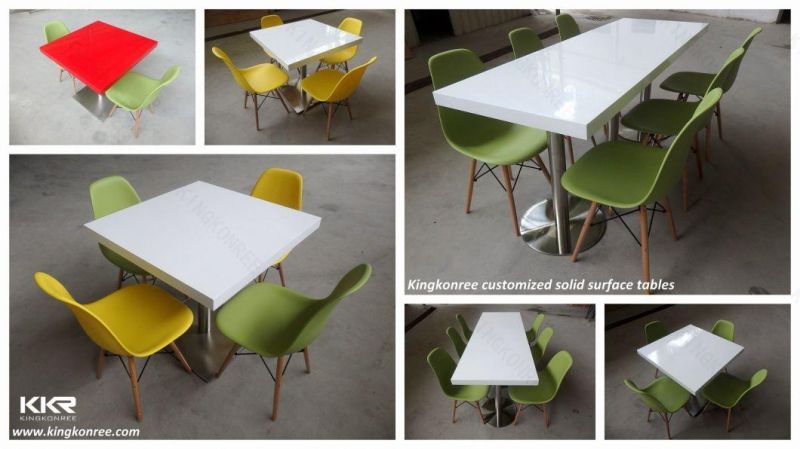 High Glossy Solid Surface Food Court Dining Table Sets with Chairs