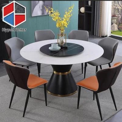 White Artificial Marble Rotatable Dining Tables for Restaurant