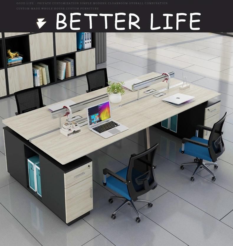 Middle East Modern Design Office Partition 4 Person Staff Melamine Workbench