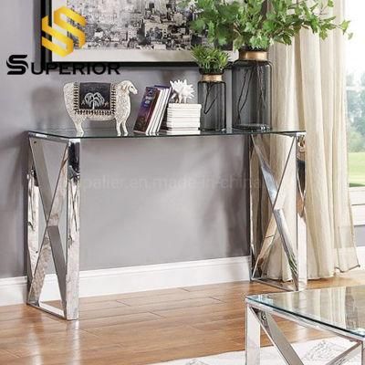 Fashion Home Furniture Set Entrance Console Table with Glass Top