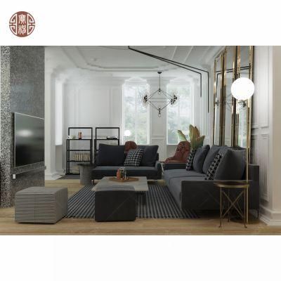 Modern Minimalist Style Dark Fabric Sofa Furniture for Apartment