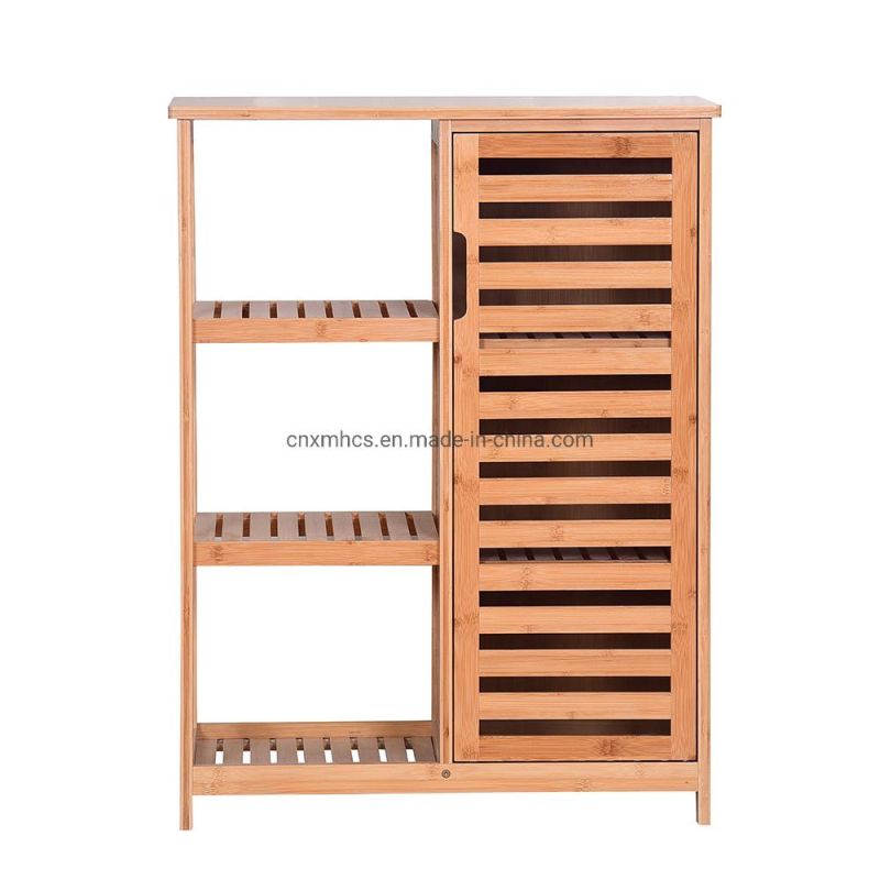 Multipurpose Bamboo Storage Cabinets Living Room Cabinet with 3 Tier Shelves, Shoe Organizer Shoe Rack Entryway Shoe Cabinet Furniture