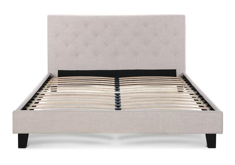 Modern Home Furniture Fabric Upholstery Headboard Button King Size Frame Bed