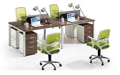(SZ-WS009) Fashion 4 Person Work Station Table with Desktop Partition Office Workstation
