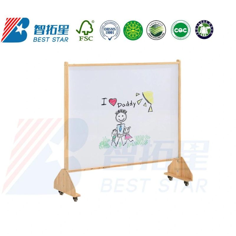 Movable Wood Easel with Cabinet, Multi-Function Double-Side Easel, Kindergarten, Preschool, Day Care Center and Nursery School Painting Easel